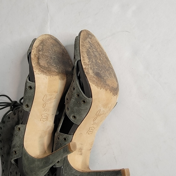 Joie Shoes 39.5/ 8.5 Aeron Lace Up Heel Sandals Ash Green - Picture 5 of 6